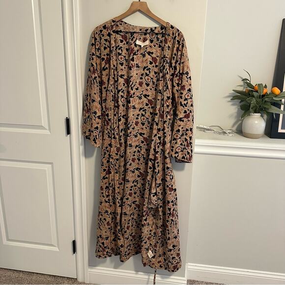 THE GREAT. Sleep Cream Black Cotton Floral Robe 0/1 Small/Medium - Picture 6 of 13